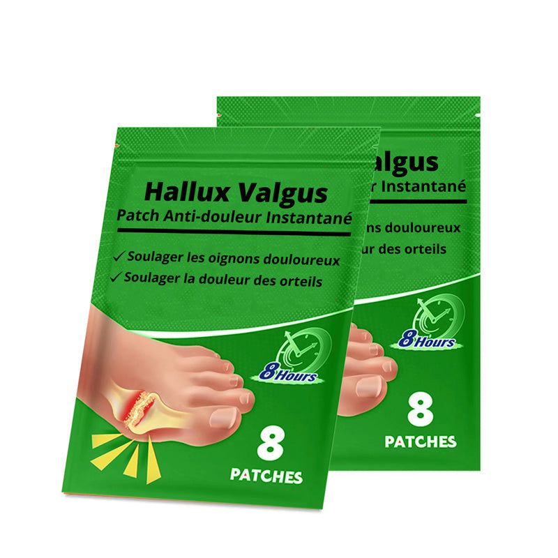 Adhesive patches applied over the bunion for fast relief from sharp pain