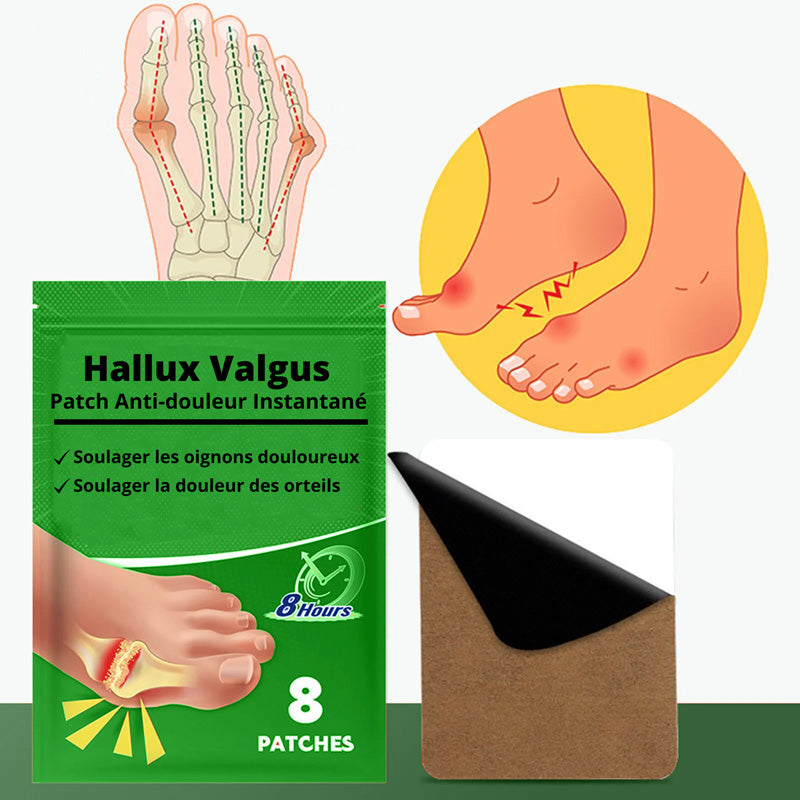 Adhesive patches applied over the bunion for fast relief from sharp pain