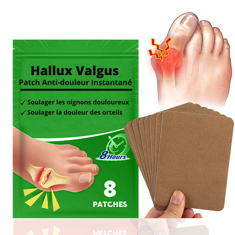 Adhesive patches applied over the bunion for fast relief from sharp pain