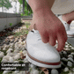 Brown wide orthopedic shoes with a roomy rounded toe and a padded collar