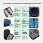 Flat EMS foot massager mat with electrode pads that the soles of the feet rest on