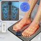 Flat EMS foot massager mat with electrode pads that the soles of the feet rest on