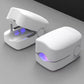 Clip-on UV lamp positioned over the toenail for painless fungus treatment