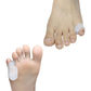 Ultra-soft silicone splint wrapped around the little toe to hold it straight
