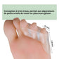 Soft silicone splint worn over the little toe to cushion and straighten it