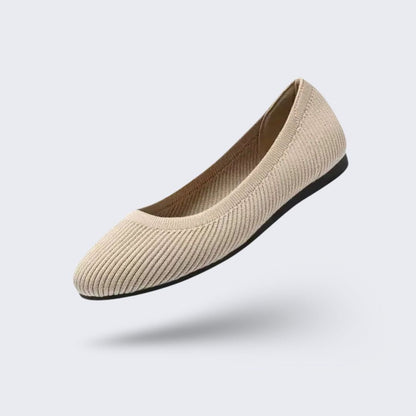 Orthopedic ballet flats with a soft rounded toe, in beige, black, gray, mustard yellow and brown