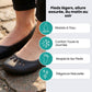 Women's ballet flats with a rounded toe and orthopedic cushioned insole, in black, pink, gold and blue