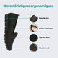 Black orthopedic flats for women with a soft rounded toe and padded insole