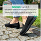 Black orthopedic flats for women with a soft rounded toe and padded insole