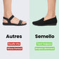 Black orthopedic flats for women with a soft rounded toe and padded insole