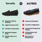 Black orthopedic flats for women with a soft rounded toe and padded insole
