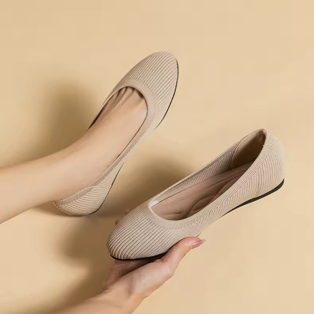 Orthopedic ballet flats with a supportive footbed, in khaki, black, blue, gray and wine red