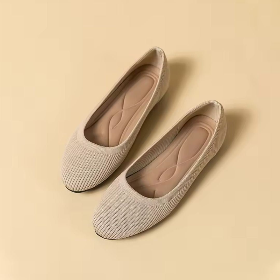 Orthopedic ballet flats with a supportive footbed, in khaki, black, blue, gray and wine red