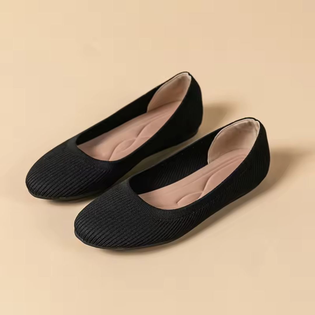 Orthopedic ballet flats with a supportive footbed, in khaki, black, blue, gray and wine red