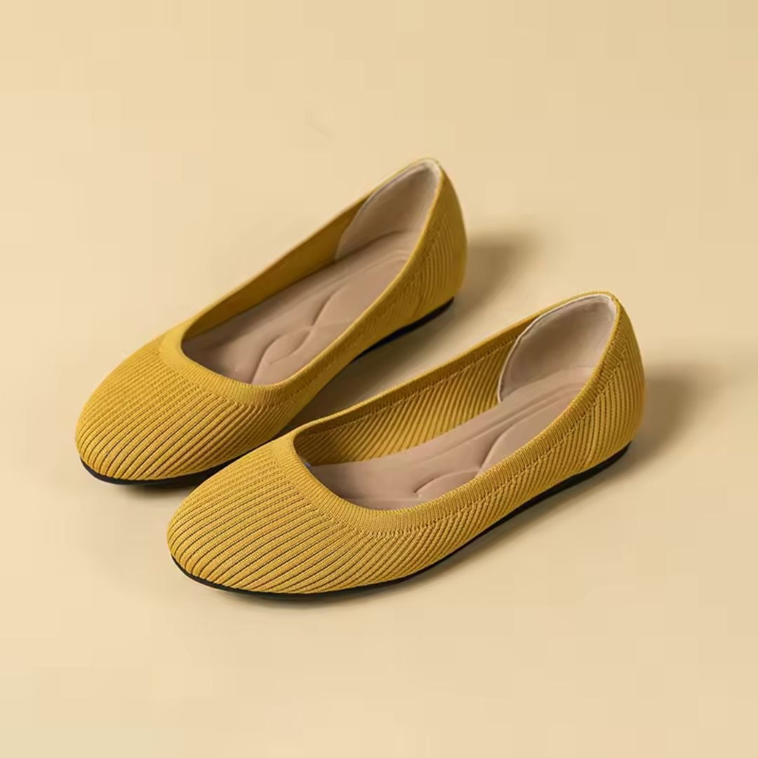 Orthopedic ballet flats with a supportive footbed, in khaki, black, blue, gray and wine red