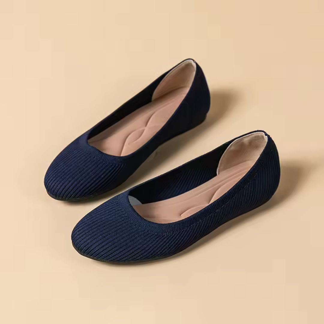 Orthopedic ballet flats with a supportive footbed, in khaki, black, blue, gray and wine red
