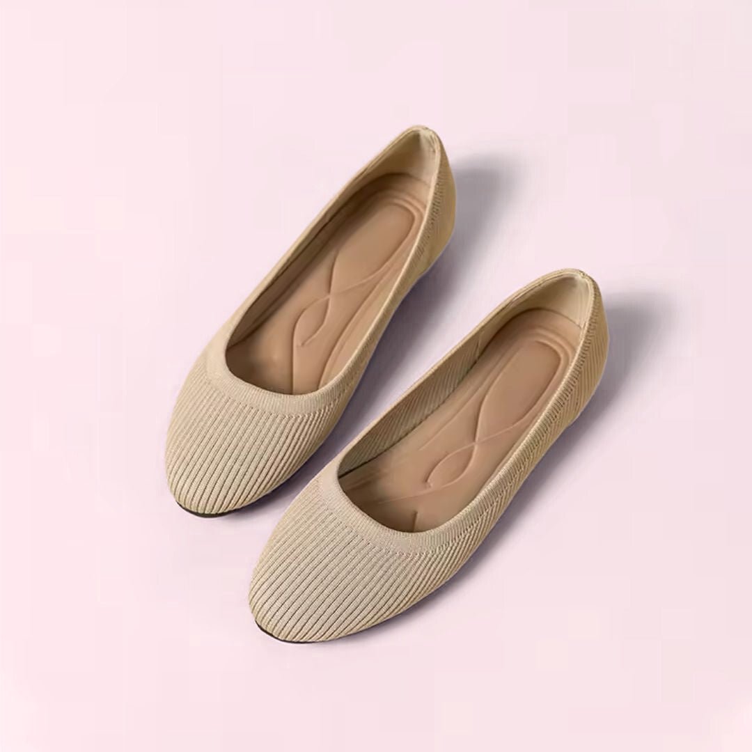 Orthopedic ballet flats with a supportive footbed, in khaki, black, blue, gray and wine red