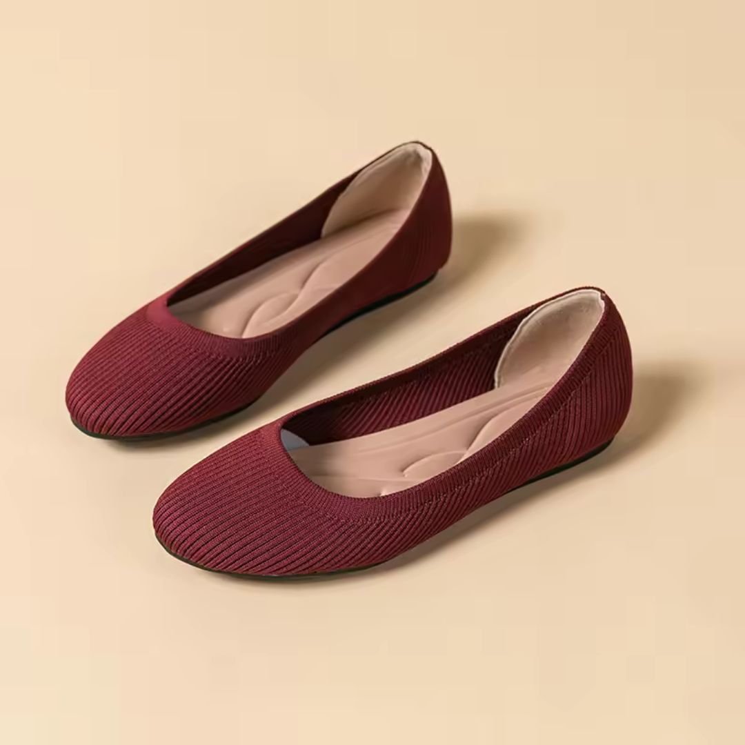 Orthopedic ballet flats with a supportive footbed, in khaki, black, blue, gray and wine red