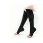 Knee-high compression stockings in nude and black, ending just below the knee