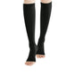 Knee-high compression stockings in nude and black, ending just below the knee