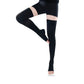 Black compression stockings reaching up the thigh with a sheer knit