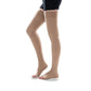 Black compression stockings reaching up the thigh with a sheer knit
