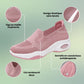 Pink orthopedic sneakers with a soft knit upper and cushioned arch support