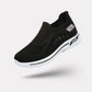 Women's orthopedic sneakers with a cushioned sole and knit upper, in pink, black, dark gray or purple