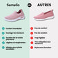Women's orthopedic sneakers with a cushioned sole and knit upper, in pink, black, dark gray or purple