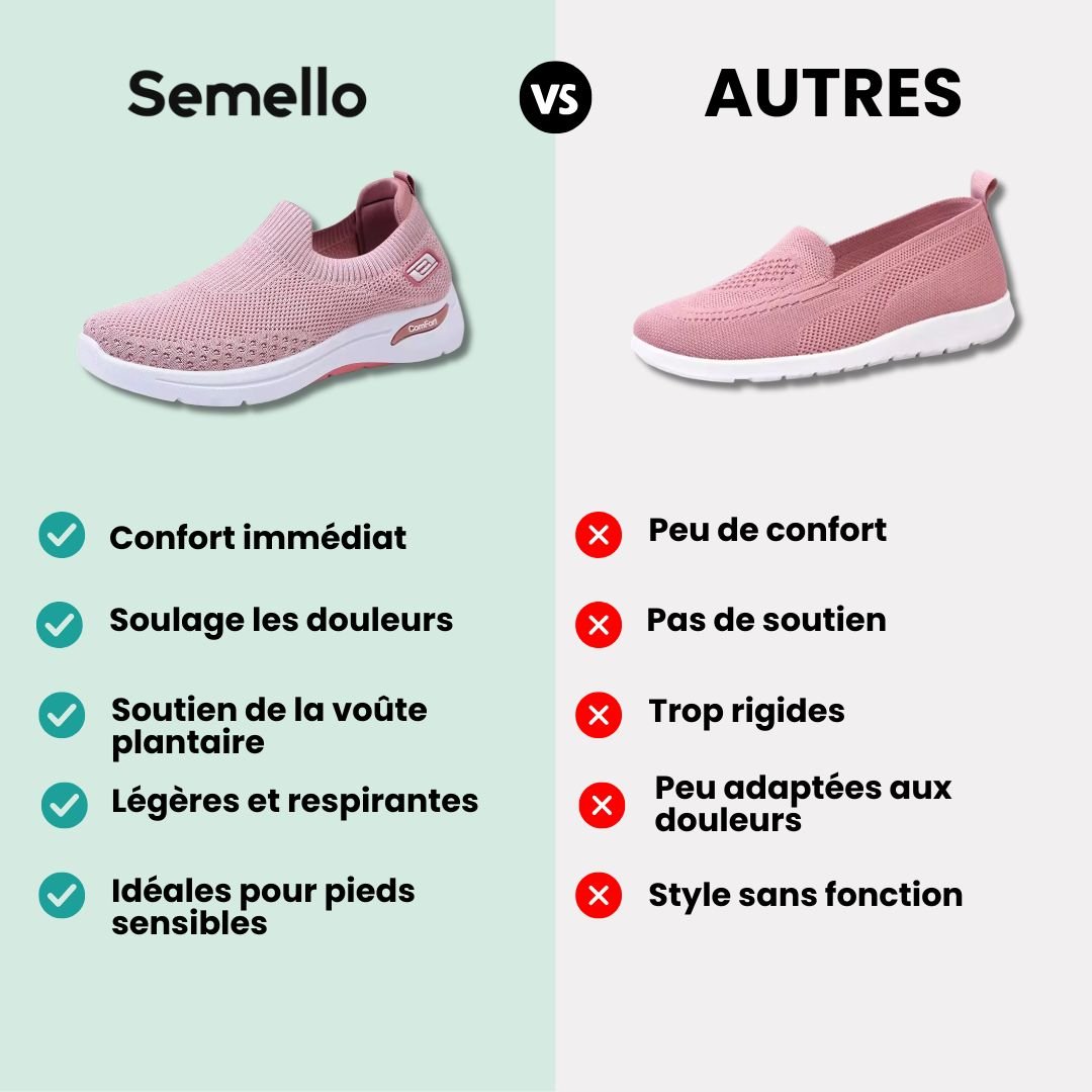 Women's orthopedic sneakers with a cushioned sole and knit upper, in pink, black, dark gray or purple