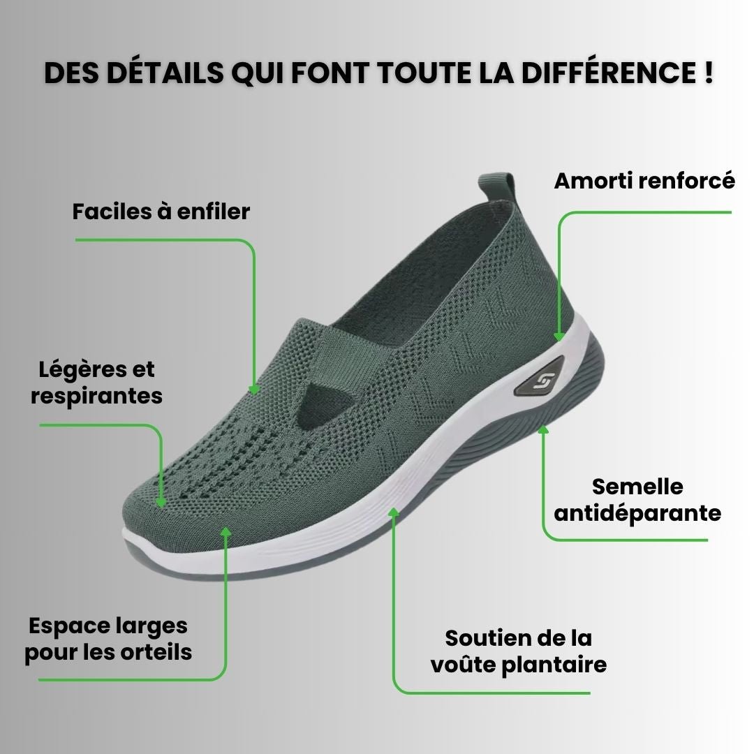 Women's orthopedic sneakers with a cushioned footbed, in light purple, gray, black and dark green