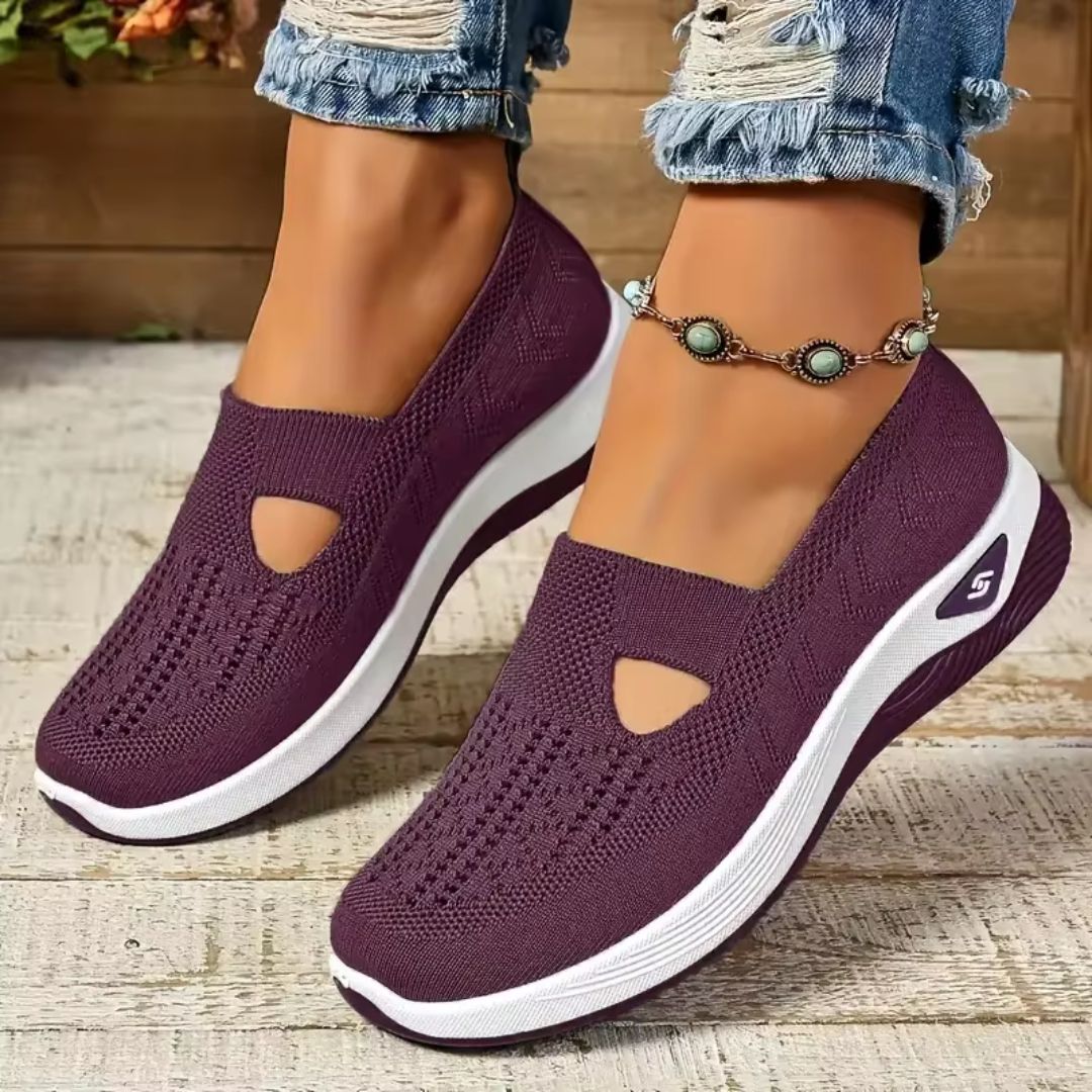 Women's orthopedic sneakers with a cushioned footbed, in light purple, gray, black and dark green