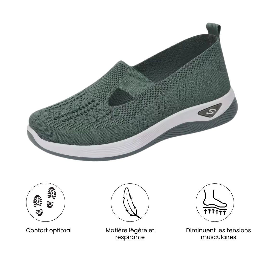 Women's orthopedic sneakers with a cushioned footbed, in light purple, gray, black and dark green