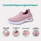 Women's orthopedic sneakers with a cushioned sole and knit upper, in pink, black, dark gray or purple