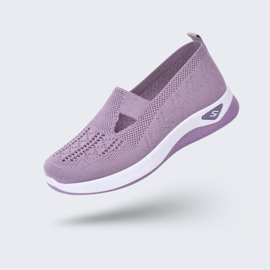 Women's orthopedic sneakers with a cushioned footbed, in light purple, gray, black and dark green