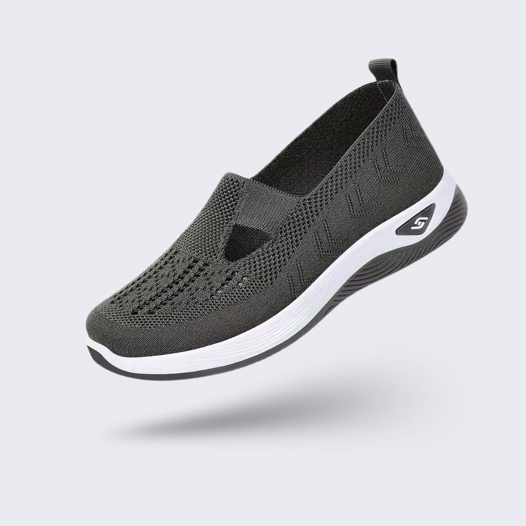 Women's orthopedic sneakers with a cushioned footbed, in light purple, gray, black and dark green