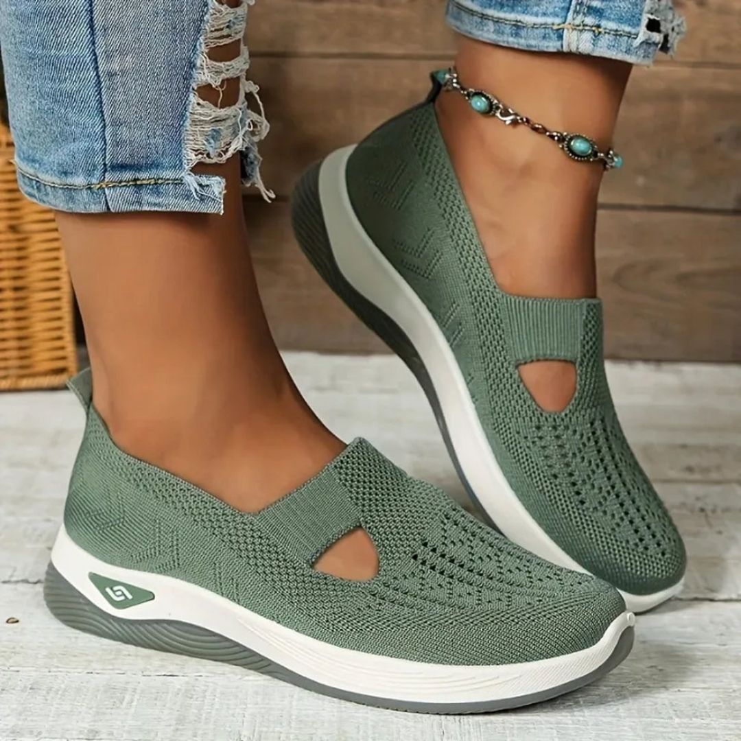 Women's orthopedic sneakers with a cushioned footbed, in light purple, gray, black and dark green