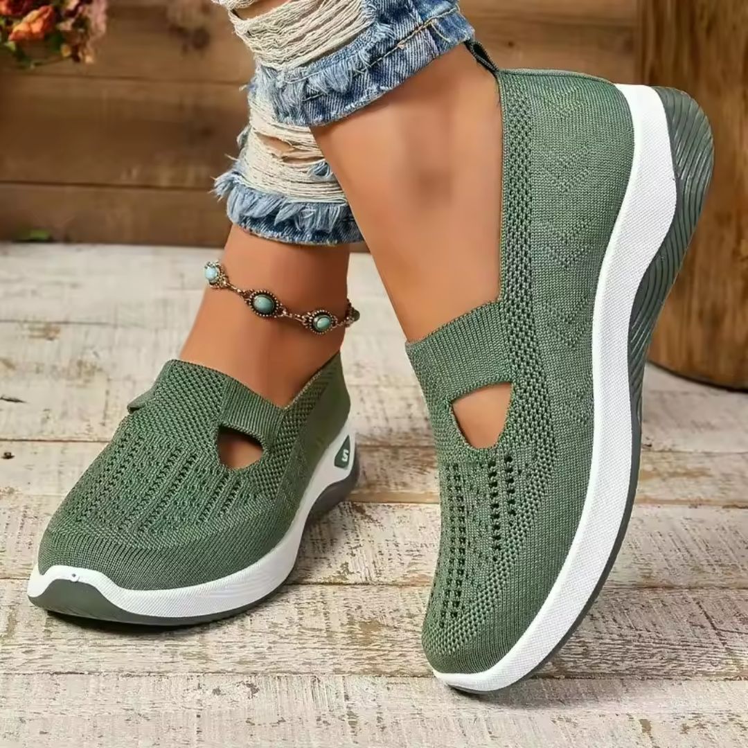 Women's orthopedic sneakers with a cushioned footbed, in light purple, gray, black and dark green
