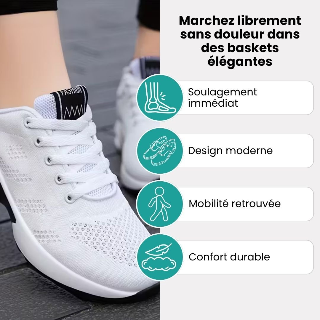 Orthopedic sneakers with a soft stretchy upper and a cushioned insole for sensitive feet