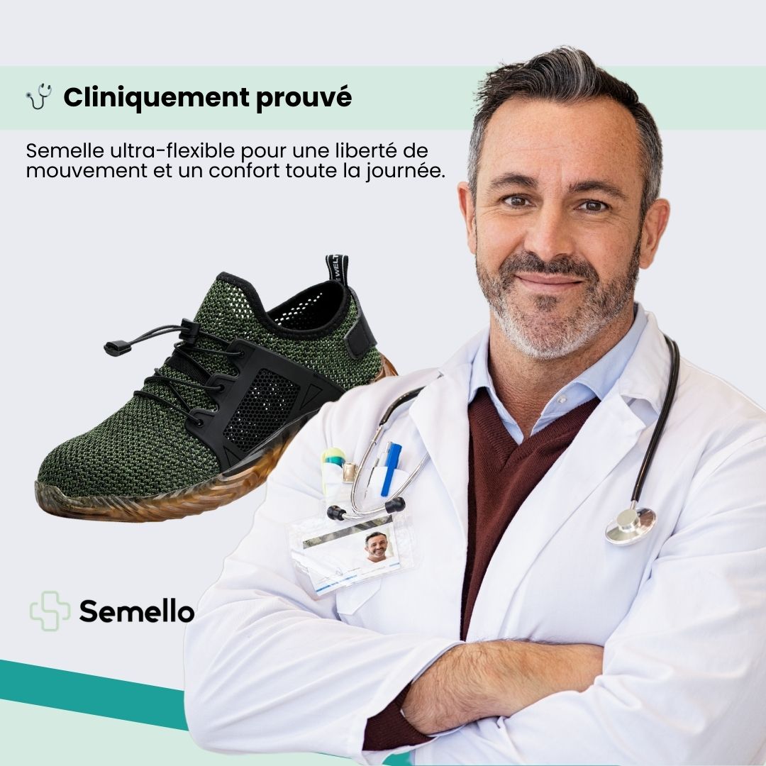 Gray breathable mesh safety sneakers with a protective toe and lace-up front