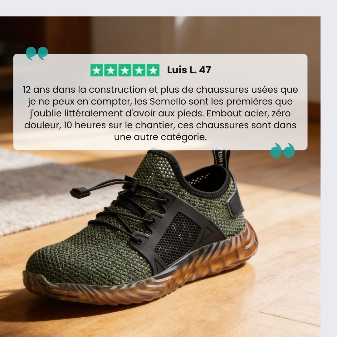 Gray breathable mesh safety sneakers with a protective toe and lace-up front