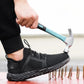 Gray breathable mesh safety sneakers with a protective toe and lace-up front