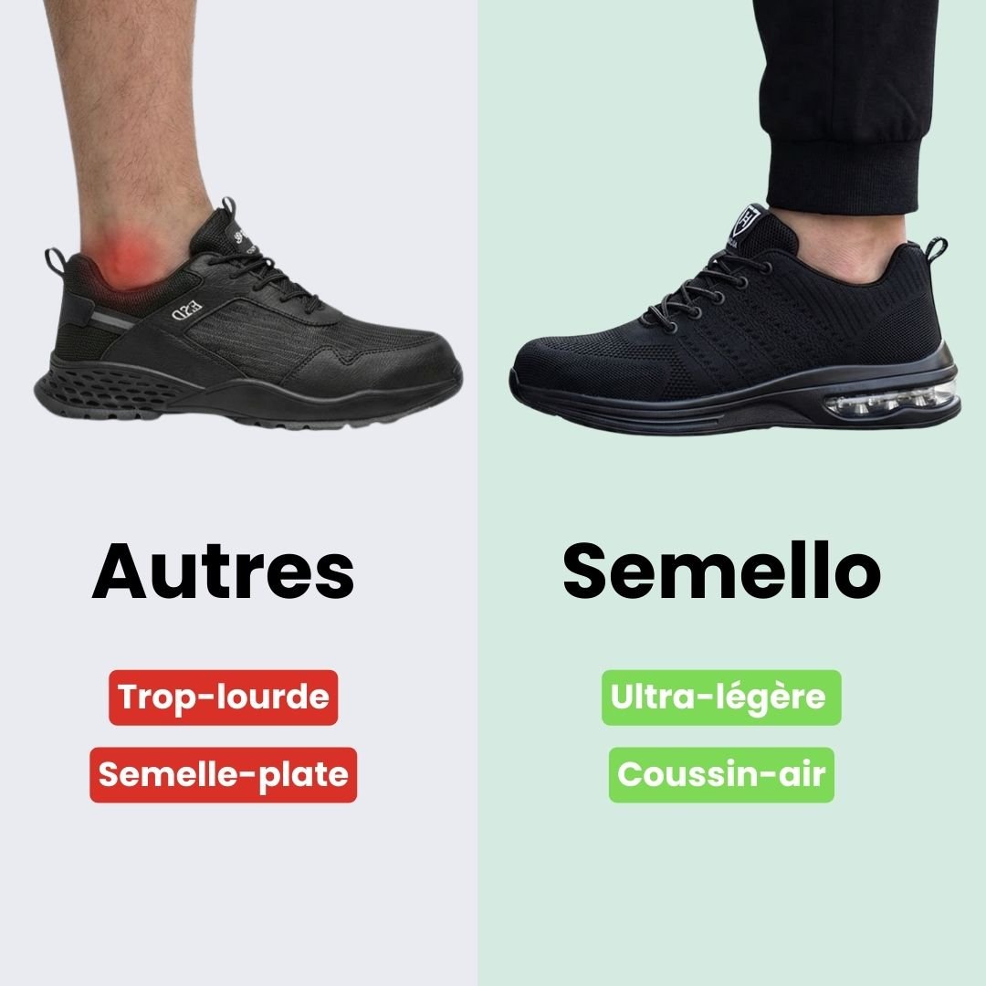 Orthopedic safety sneakers with a reinforced toe cap and a lightweight cushioned sole