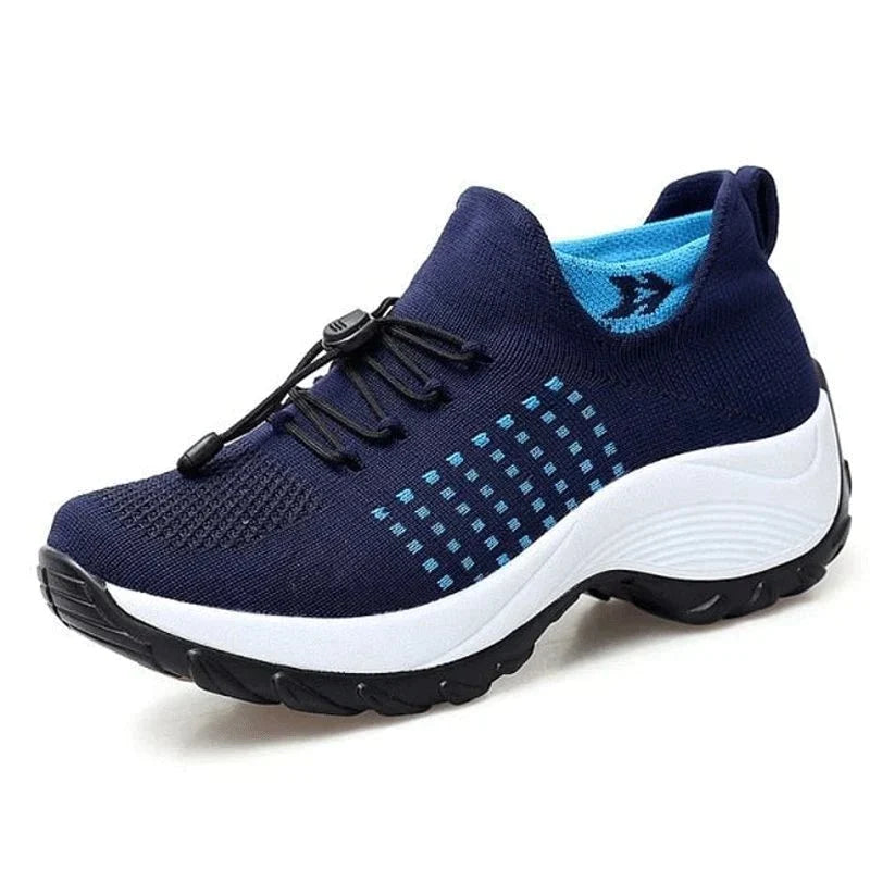 Orthopedic sneakers with a wide toe box that frees the bunion, in purple, blue, red and gray