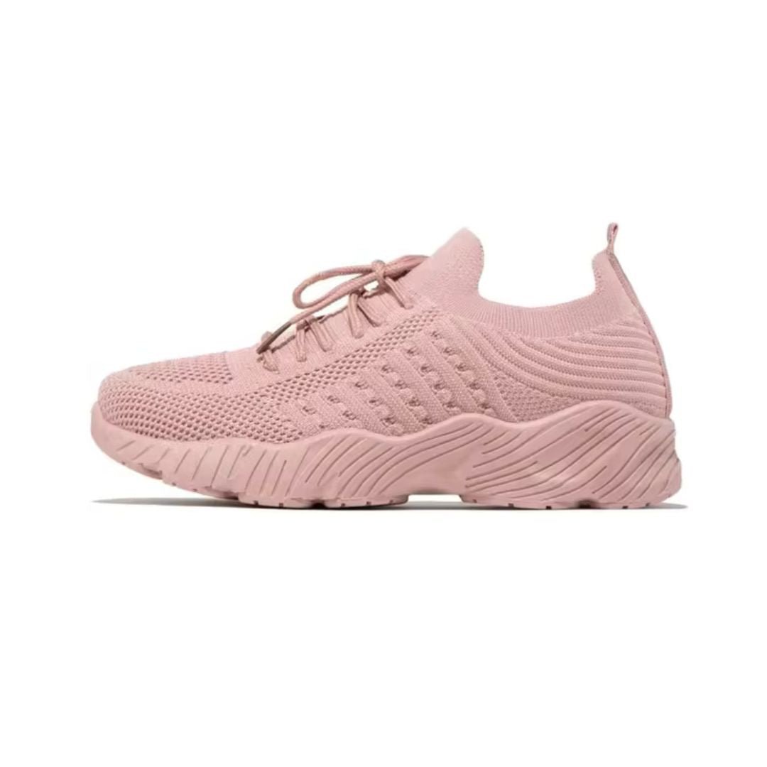 Women's breathable mesh sneakers with orthopedic arch support, in black, pink, gray and red