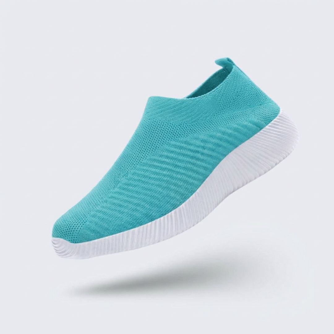 Breathable mesh summer sneakers with cushioned orthopedic soles, in gray, pink and purple
