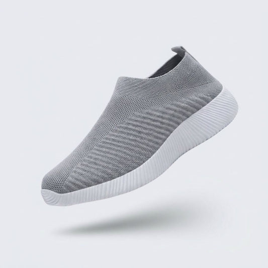Breathable mesh summer sneakers with cushioned orthopedic soles, in gray, pink and purple