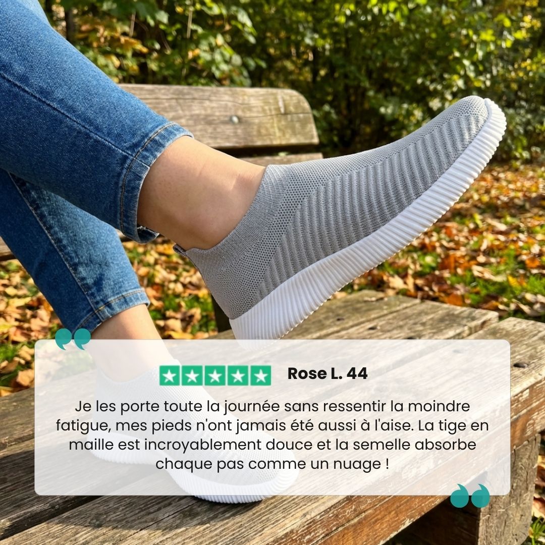 Breathable mesh summer sneakers with cushioned orthopedic soles, in gray, pink and purple