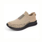 Beige orthopedic sneakers for men with a lace-up upper and thick supportive sole