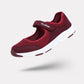 Women's breathable knit sneakers with a lightweight sole, in gray, black and wine red